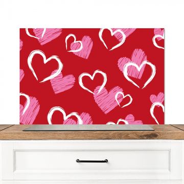 Fond de hotte - Motif - Coeurs - Rose - Valentin