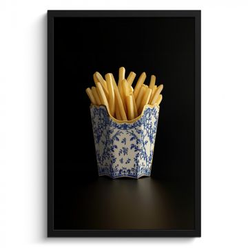 Cadre Photo - Frites - Porcelaine - Bleu de Delft - Nourriture