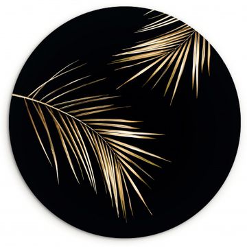 Tableau rond - Branches de palmier d'or