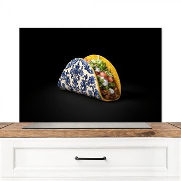 Fond de hotte - Taco - Viande - Salade - Bleu de Delft - Motif