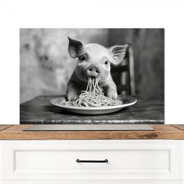 Fond de hotte - Cochon - Mignon - Spaghetti - Noir et blanc - Animal