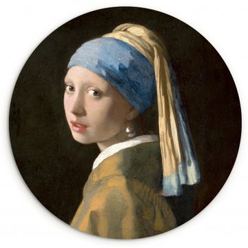 Tableau rond - La fille à la boucle d'oreille en perle