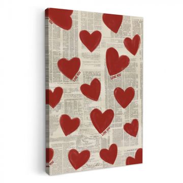 Tableau sur toile - Coeurs - Journal - Loveyou