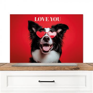 Fond de hotte - Chien - Lunettes coeur - Loveyou - Rouge