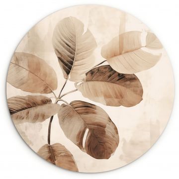 Tableau rond - Monochrome Splendeur feuillue