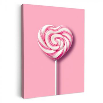 Tableau sur toile - Bonbons - Sucettes - Coeur - Rose