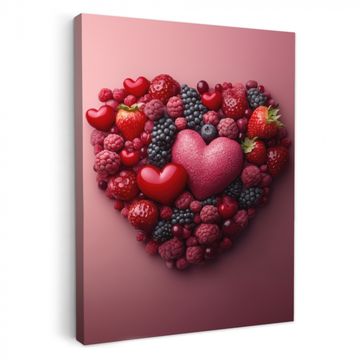 Tableau sur toile - Fruits - Coeurs - Fraises - Framboises - Myrtilles