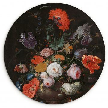 Tableau rond - Nature morte avec des fleurs et une montre