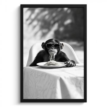 Cadre Photo - Singe - Spaghetti - Lunettes de soleil - Noir et blanc - Cool - Animal