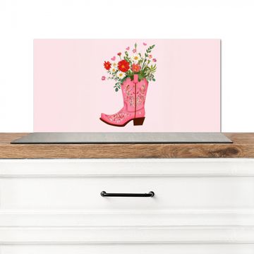 Fond de hotte - Bottes de cow-boy - Rose - Bouquet - Fleurs