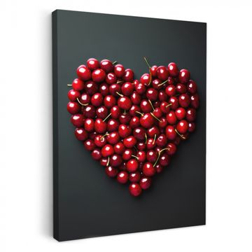 Tableau sur toile - Cerise - Coeur - Rouge - Noir