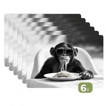 Sets de table - Singe - Spaghetti - Lunettes de soleil - Noir et blanc - Cool - Animal