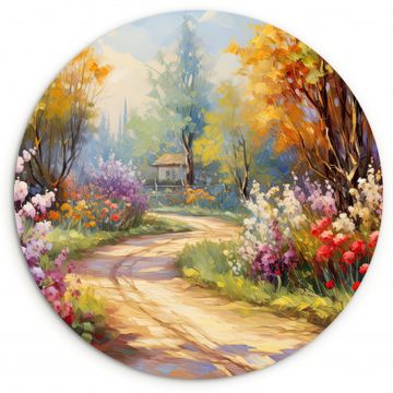 Tableau rond - Chemin de jardin idyllique