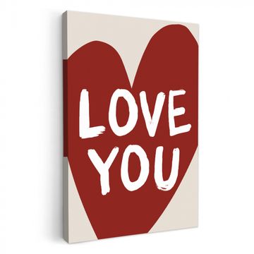 Tableau sur toile - Loveyou - Coeur - Rouge