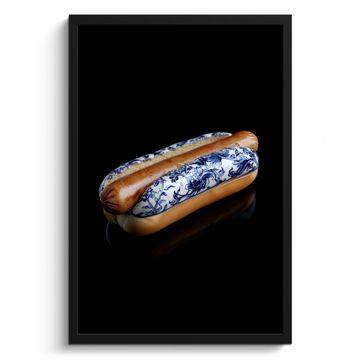 Cadre Photo - Hot dog - Porcelaine - Bleu de Delft - Aliments